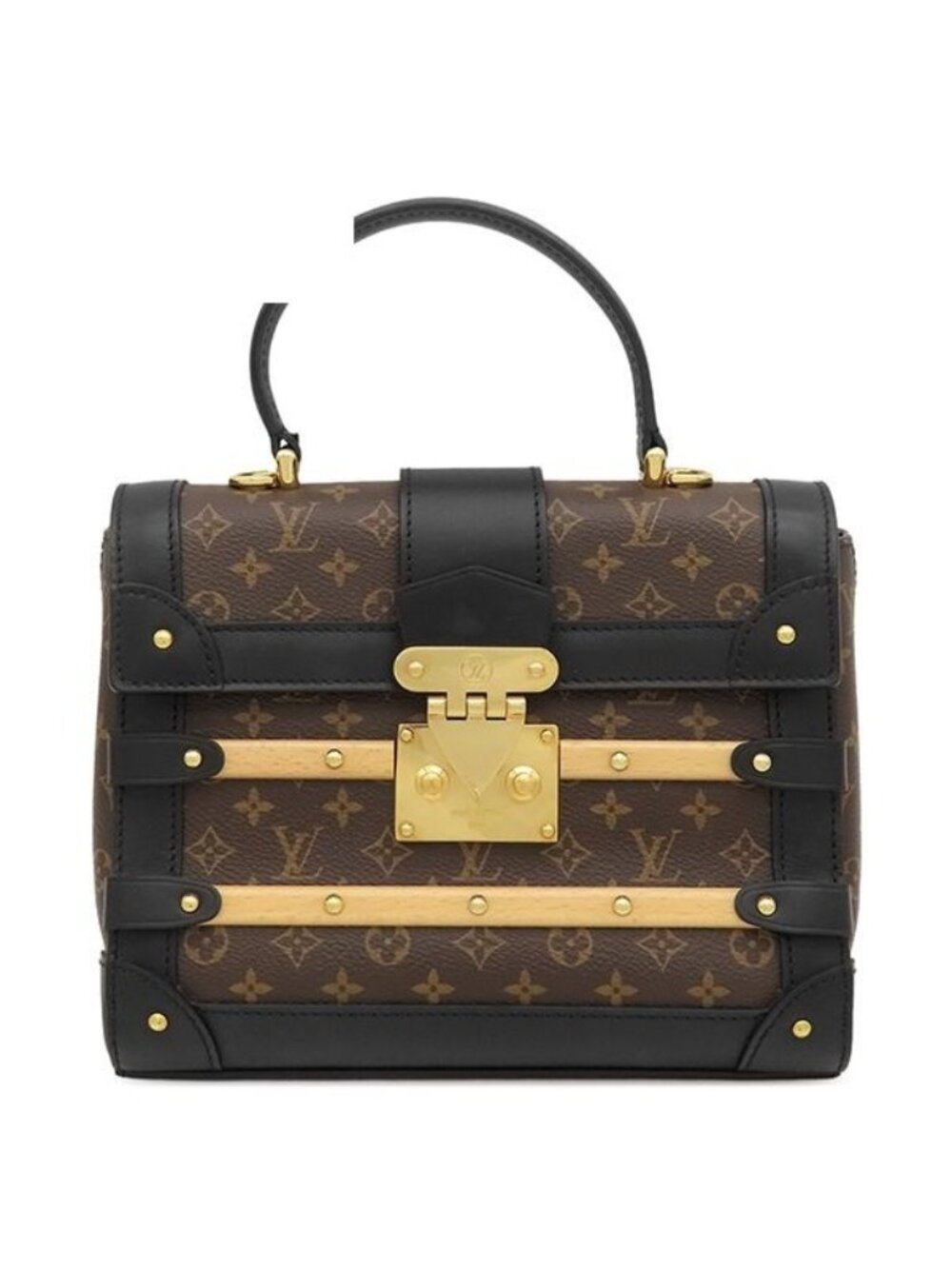 Louis Vuitton 2-Way Bag Trianon PM Monogram Canvas Leather Black Gold Handbag